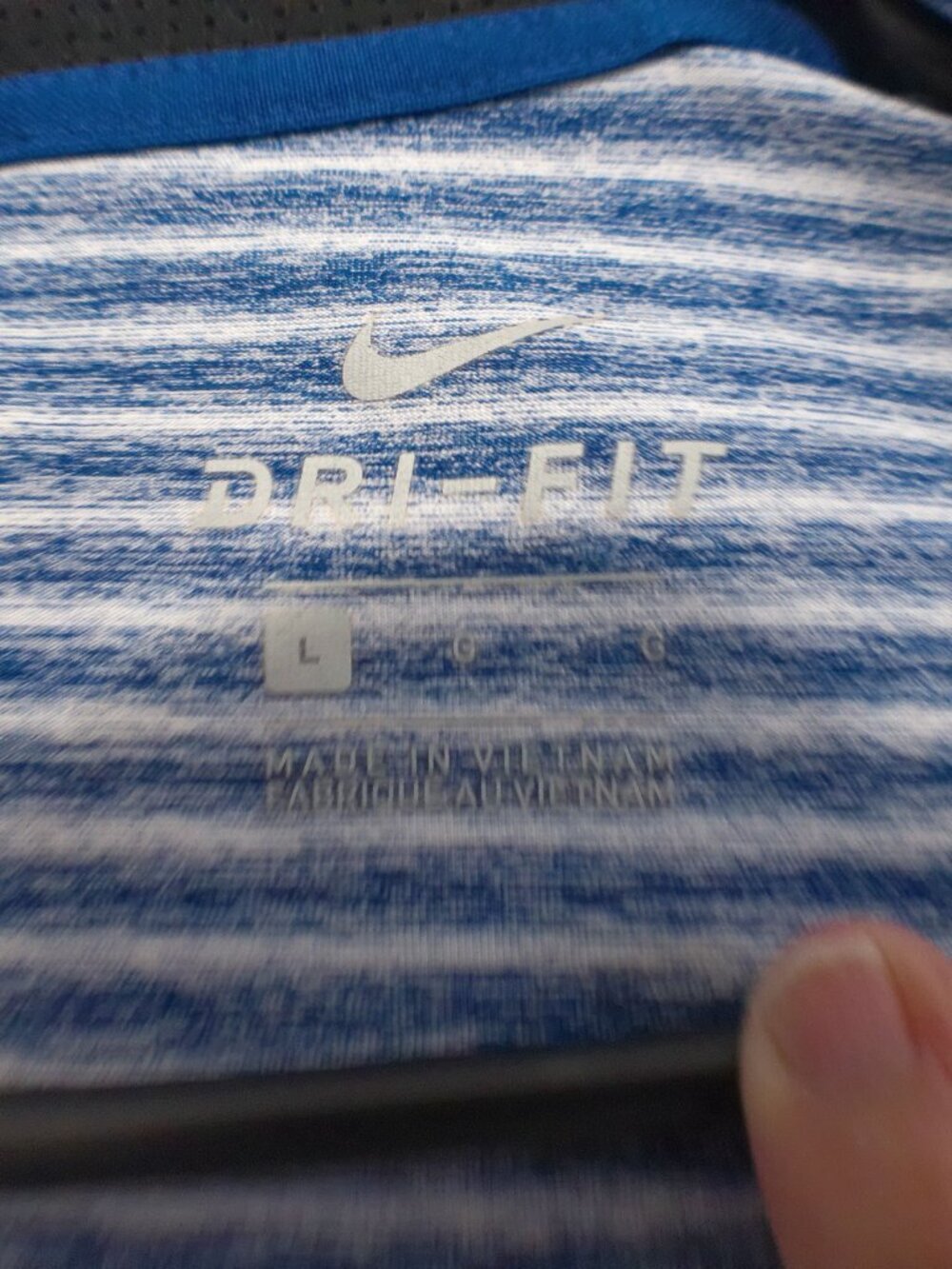 Nike Dri-FIT Golf Polo Shirt Blue Striped Tiger Woods TW Logo Men’s Large - Picture 2 of 4